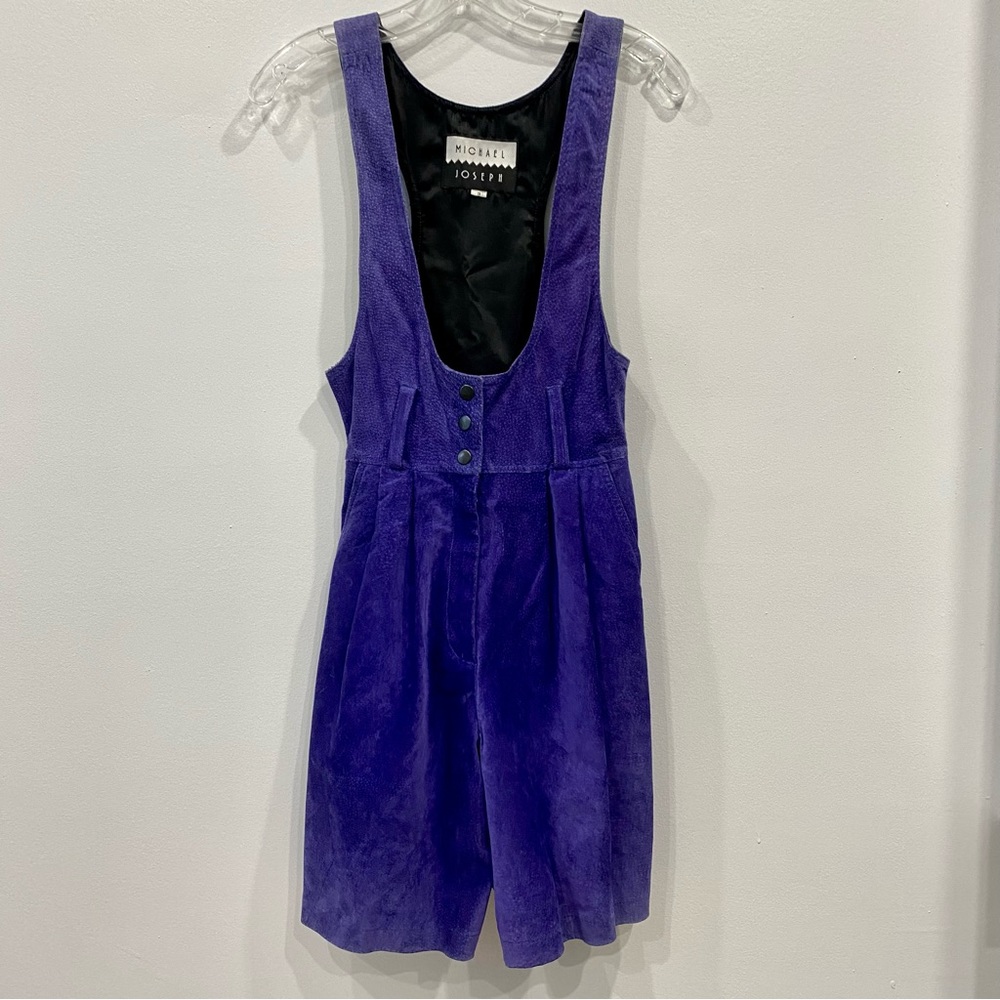 🌺VINTAGE Michael Joseph Purple Super High Rise Suede Leather Shorts Romper